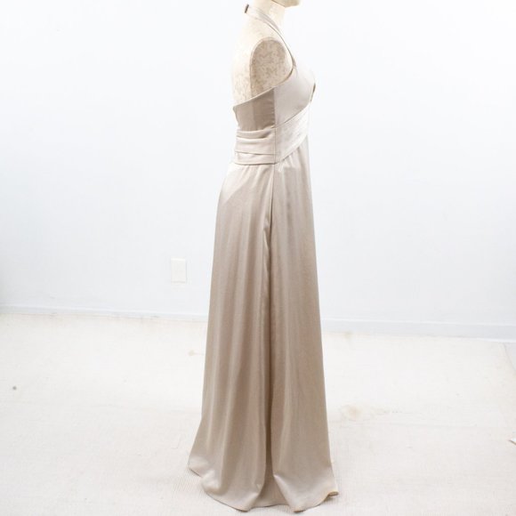 BCBGMaxAzria 4 Satin Bandage Formal Gown Champagne - Picture 6 of 9